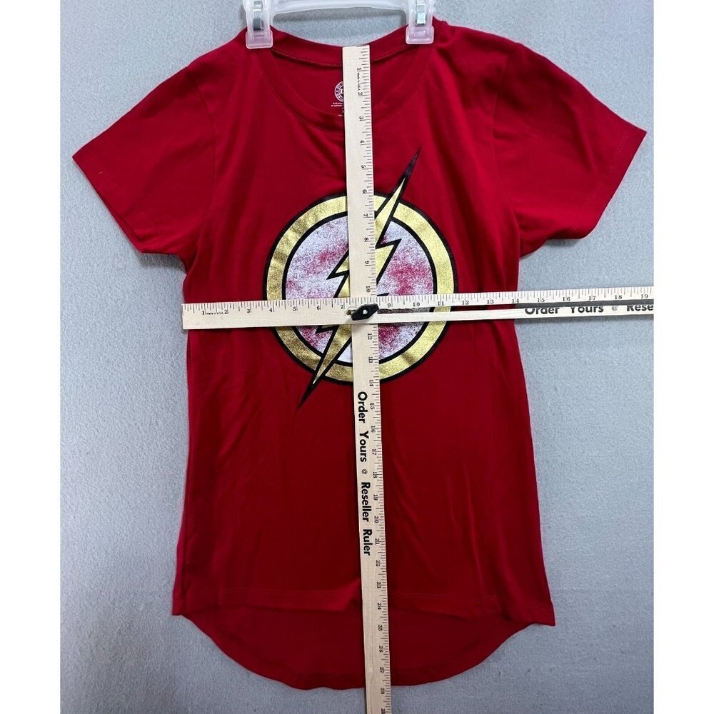 DC Comics Flash Logo Women T-Shirt Tee Size Medium Short Sleeve Cotton Hi Low - Picture 3 of 5